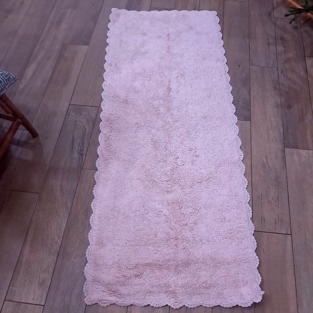Vintage Rachel Ashwell Shabby Chic‎ rug pink cotton scalloped edge runner bath